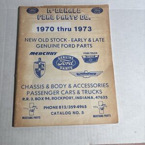 McDonald Ford Parts Co. Price List Booklet 1970–1973 Vintage Dealer Manual